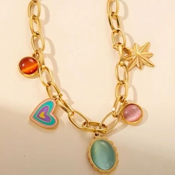 Boho Style Chic Gold Plated Necklace - Picture 1 of 7